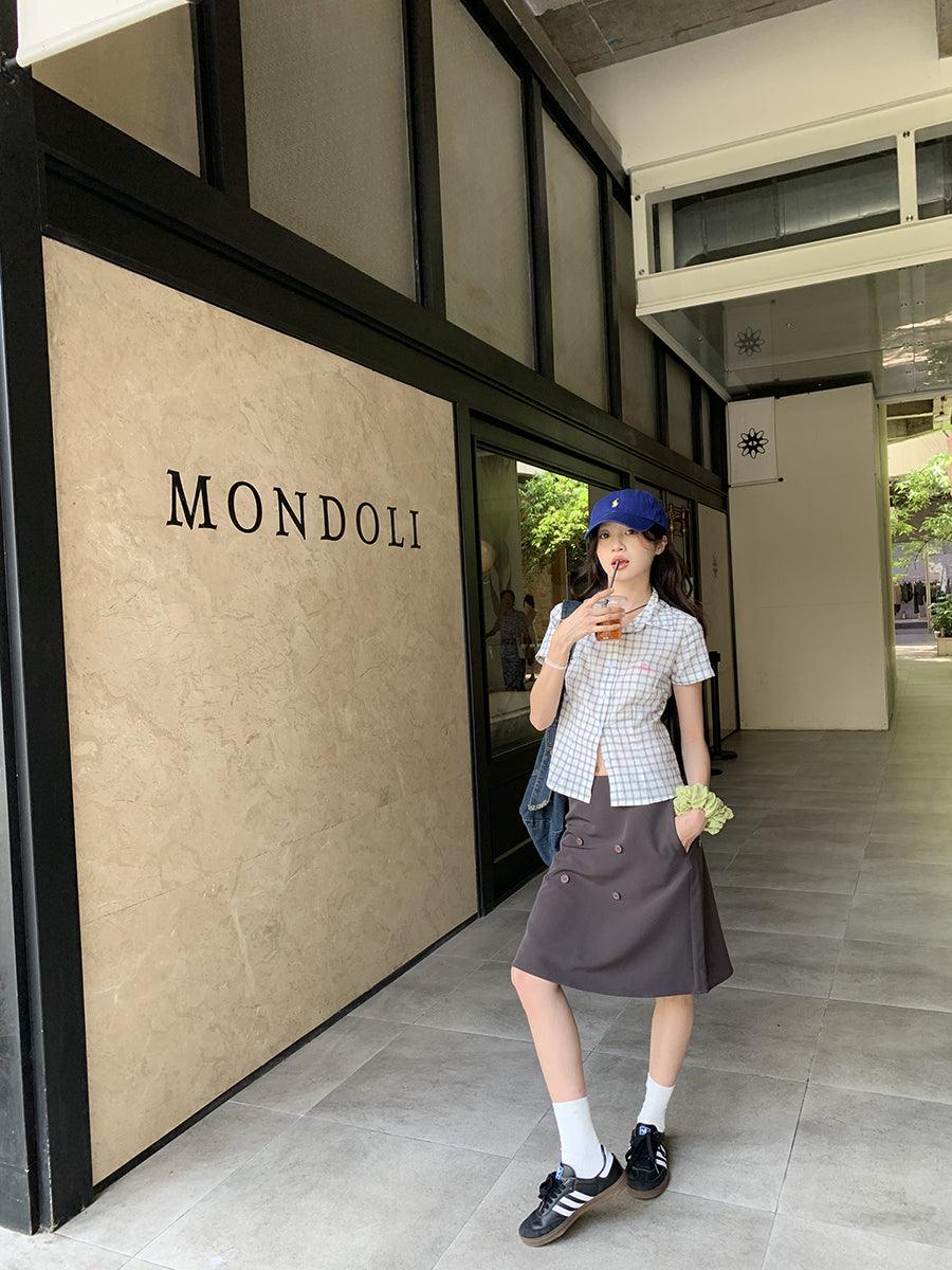 VINTAGE CROPPED BUTTON UP TEE - Plugzau