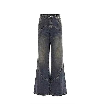 Womens Flared Dark Denim Jeans - Plugzau