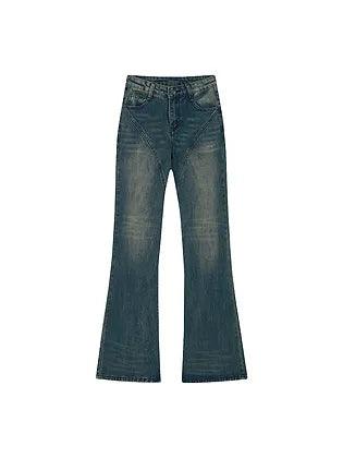 Women's Dark Blue Flared Denim Jeans - Plugzau