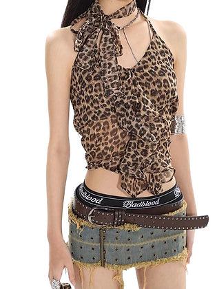 Leopard Print Crop Top Womens - Plugzau