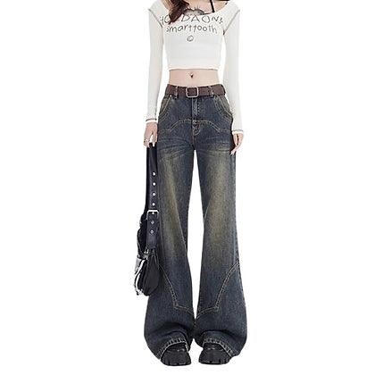 Womens Flared Dark Denim Jeans - Plugzau