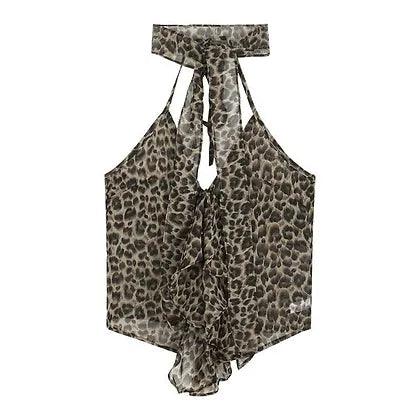 Leopard Print Crop Top Womens - Plugzau