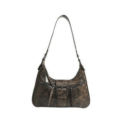 Washed Leather Shoulder Bag - Plugzau