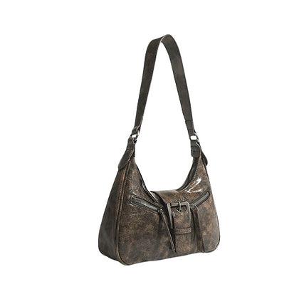 Washed Leather Shoulder Bag - Plugzau