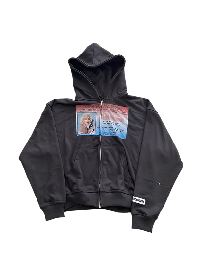 Retro Zip Up Hoodie with License Graphic