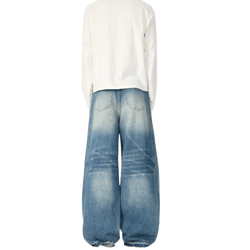 Vintage Blue Denim Wash Jeans - Plugzau