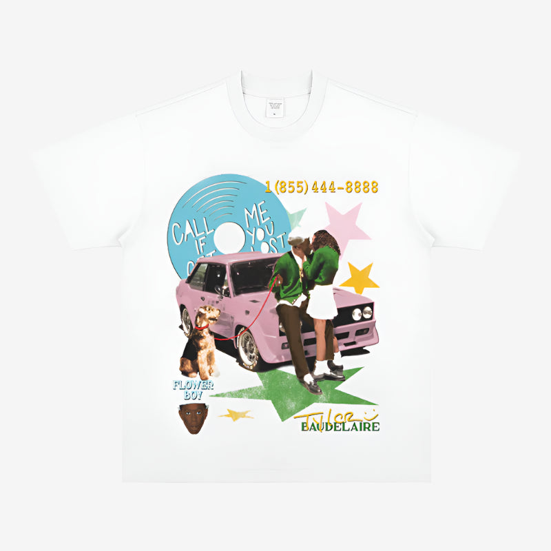 "CALL ME IF YOU GET LOST" GRAPHIC WHITE TEES