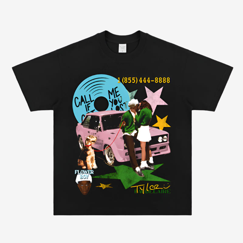 "CALL ME IF YOU GET LOST" GRAPHIC BLACK TEES