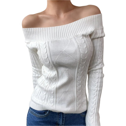 Cable Knit Off-The-Shoulder Sweater