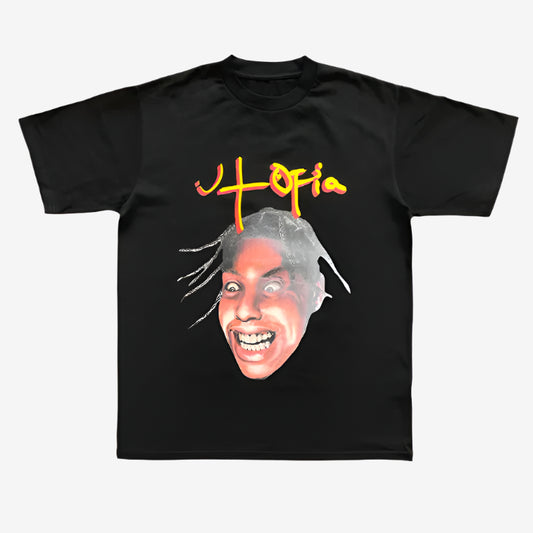 "UTOPIA" BLACK GRAPHIC TEES