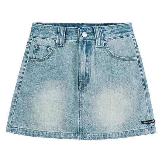 Light Blue Washed Denim Skirt