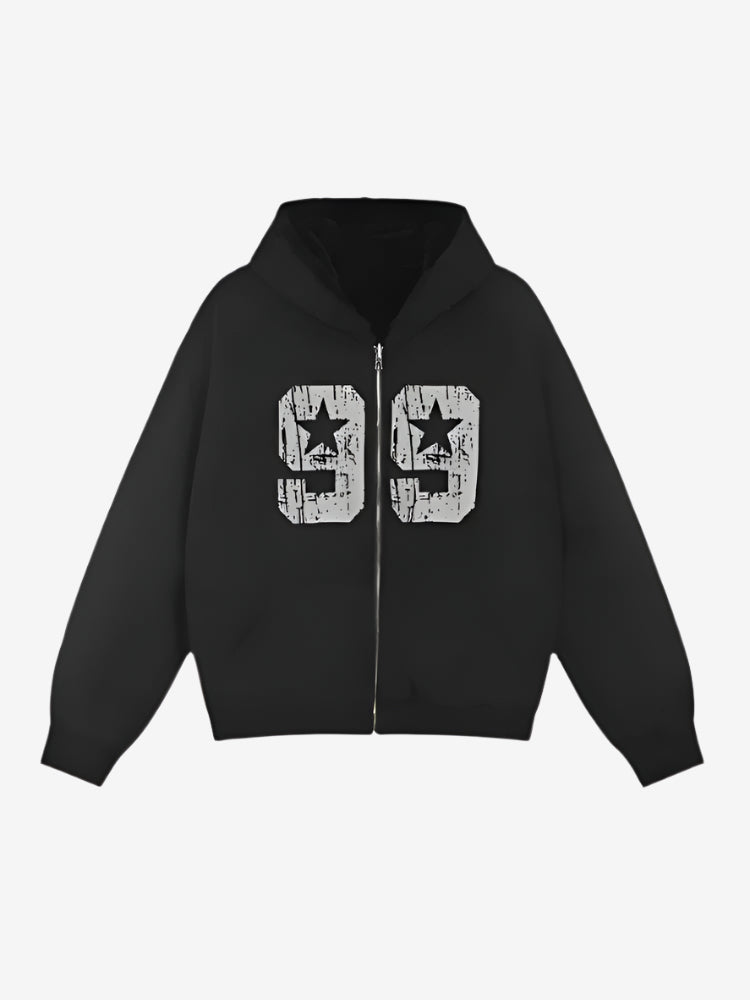 Distressed "99" Cropped Hoodie - Plugzau