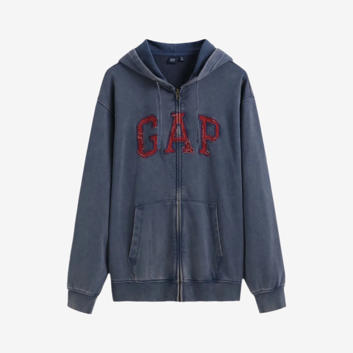 GAP DISTRESSED ZIP UP HOODIE