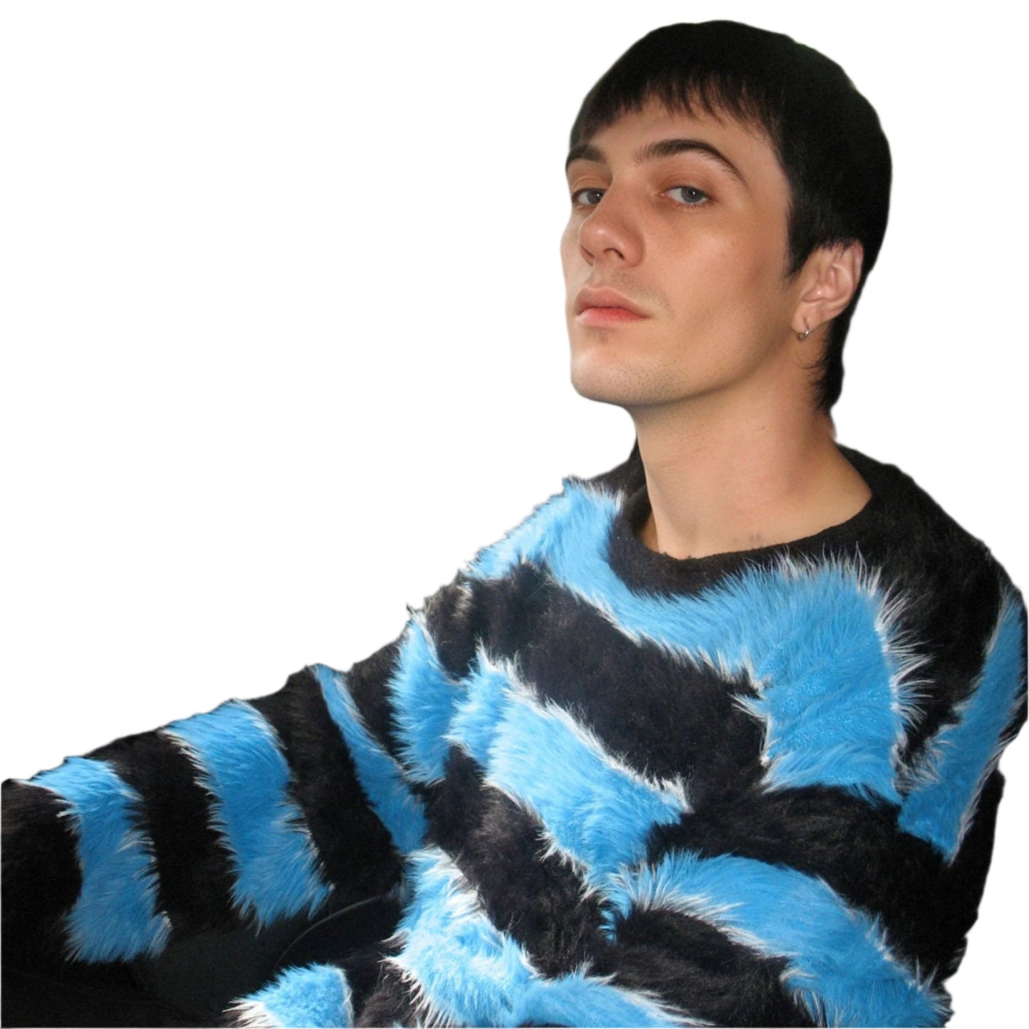 Black And Blue Fur Sweater