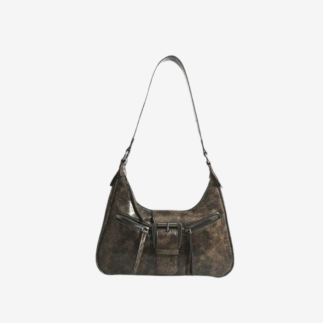 WASHED LEATHER SHOULDER BAG