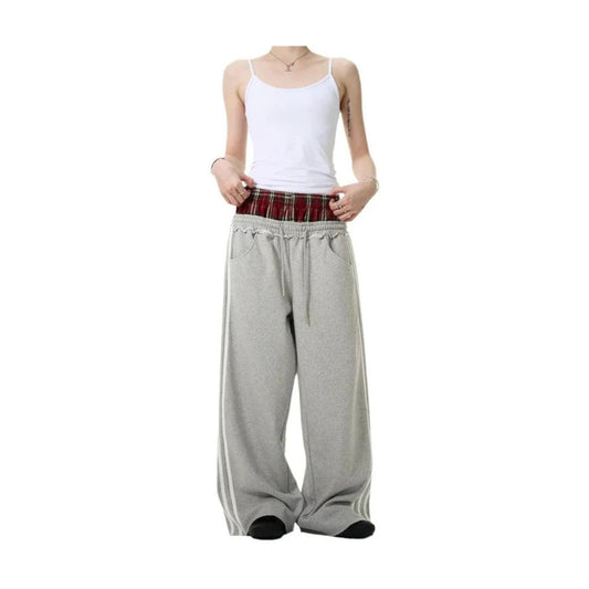 Double Waist Plaided Sweatpants