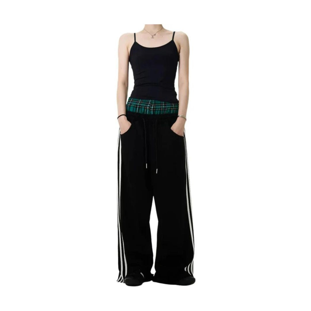 Double Waist Plaided Sweatpants