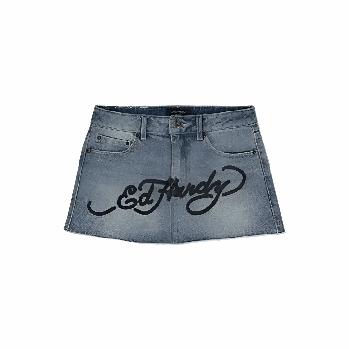 Ed Hardy Denim Skirt - Plugzau