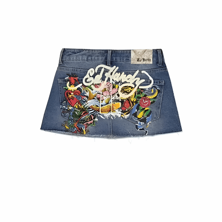 Ed Hardy Denim Skirt - Plugzau