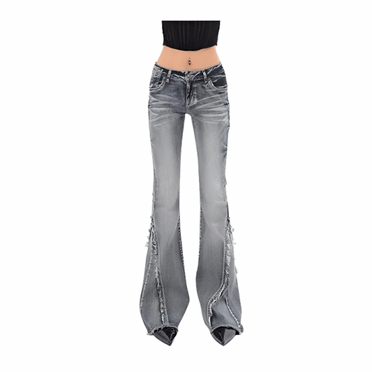 Women's Skinny Flared Denim Jeans - Plugzau