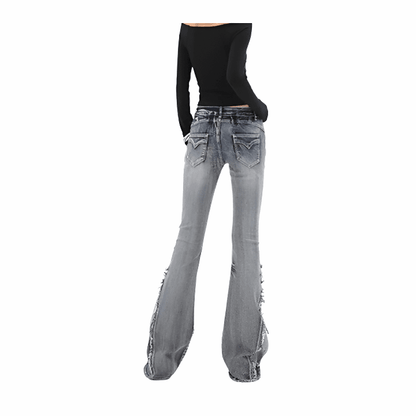 Women's Skinny Flared Denim Jeans - Plugzau