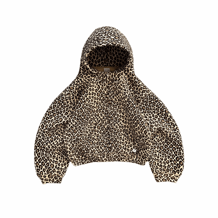 Women's Cropped Hoodie | AKIMBO Zip Up Hoodie Leopard | Plugzau