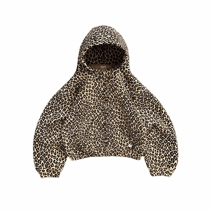 Women's Cropped Hoodie | AKIMBO Zip Up Hoodie Leopard | Plugzau