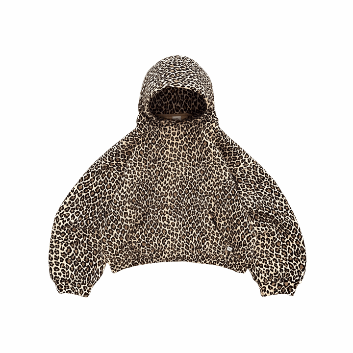 Women's Cropped Hoodie | AKIMBO Zip Up Hoodie Leopard | Plugzau