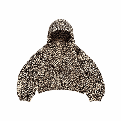 Women's Cropped Hoodie | AKIMBO Zip Up Hoodie Leopard | Plugzau