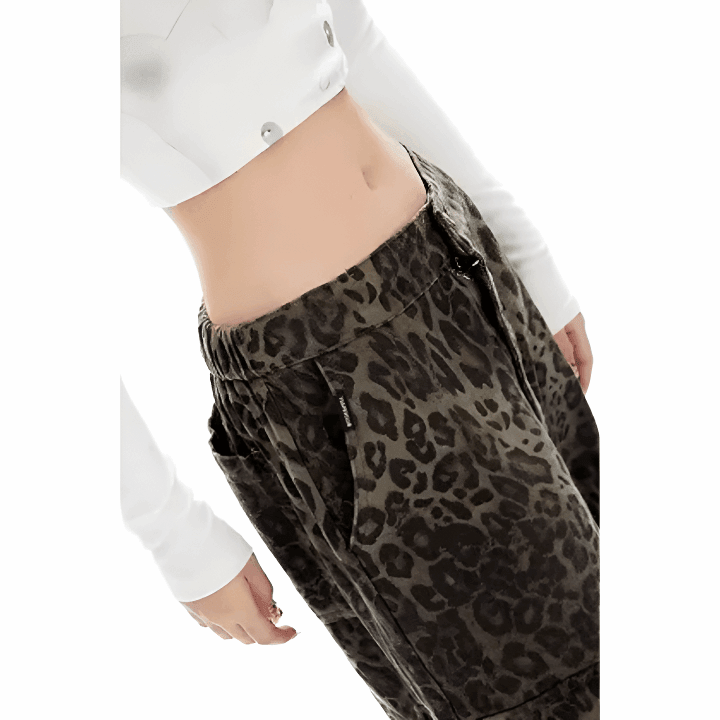 Dark Leopard Print Jeans - Plugzau